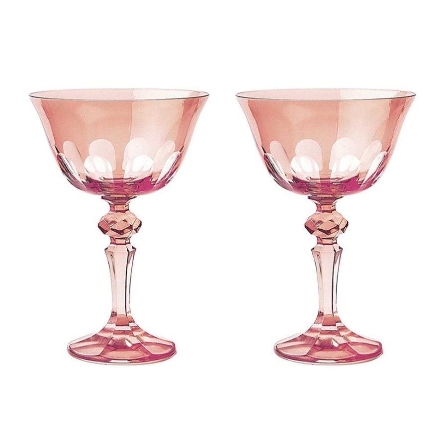 Sir Madam Champagne Flutes & Saucers | Rialto Coupe Glass - Set Of 2