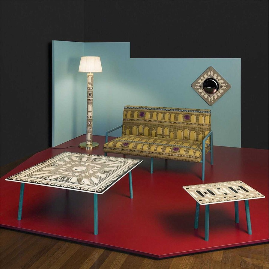 Fornasetti Coffee Tables | Facciata Quattrocentesca Table - Black/Ivory/Teal