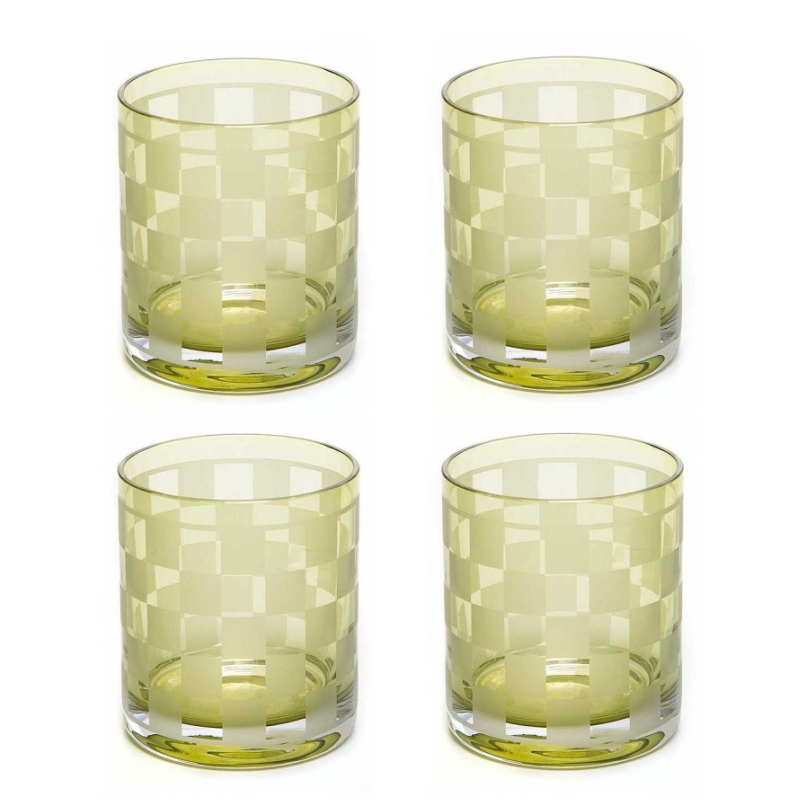 MacKenzie-Childs Tumblers & Highballs | Dashing Check Tumbler - Set Of 4