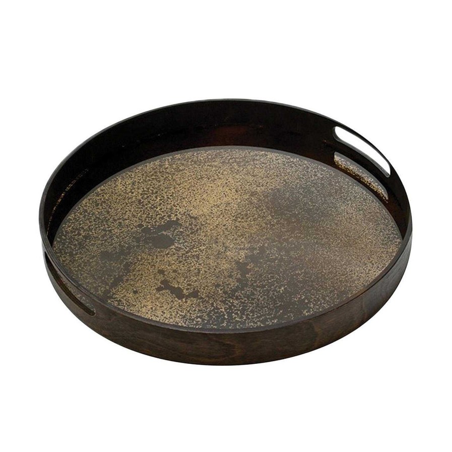 Ethnicraft Trays | Heavy Aged Bronze Mirror Tray