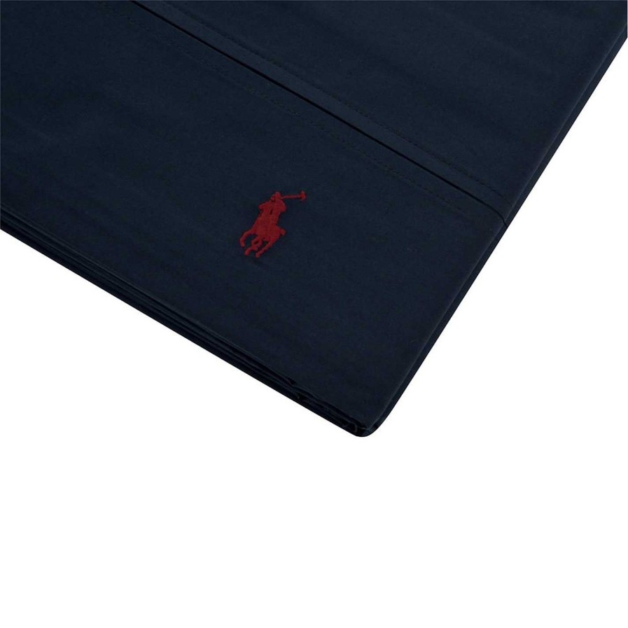 Ralph Lauren Home Flat & Fitted Bed Sheets | Polo Player Flat Sheet - Navy