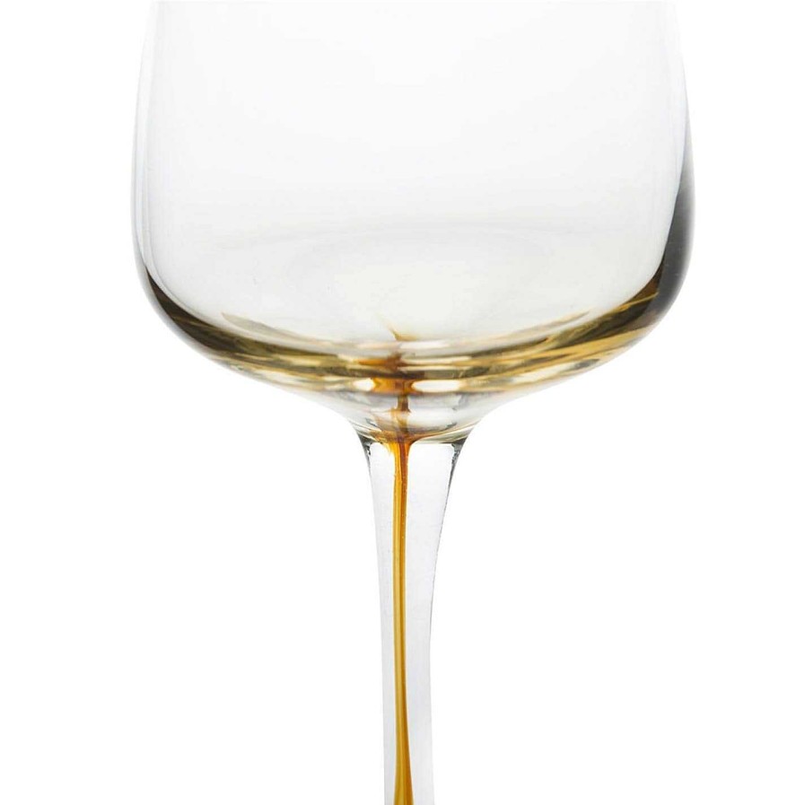 Broste Copenhagen Wine Glasses | Amber Mouth-Blown Wine Glass - Clear/Caramel