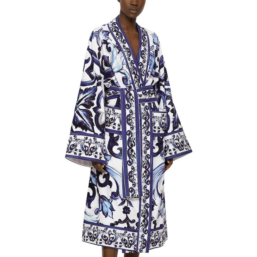 Dolce and Gabbana Casa Bathrobes & Dressing Gowns | Blu Mediterraneo Bathrobe - All Over Print