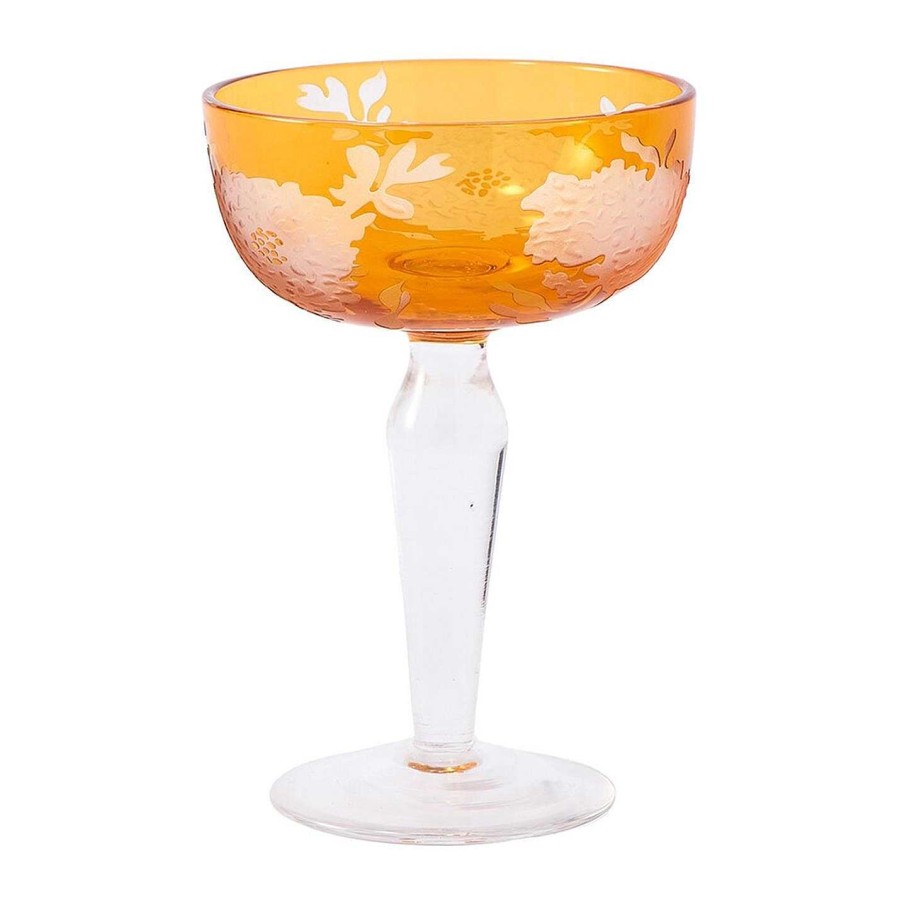 Pols Potten Champagne Flutes & Saucers | Peony Multicolour Coupe Glasses