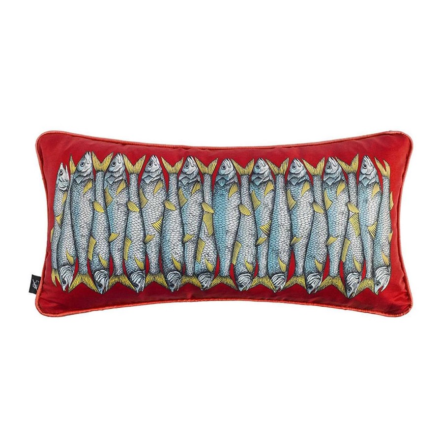 Fornasetti Cushions | Sardine Silk Reversible Cushion