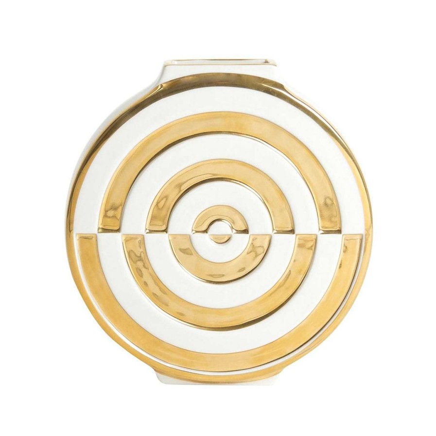 Jonathan Adler Vases | Futura Bullseye Vase - White And Gold