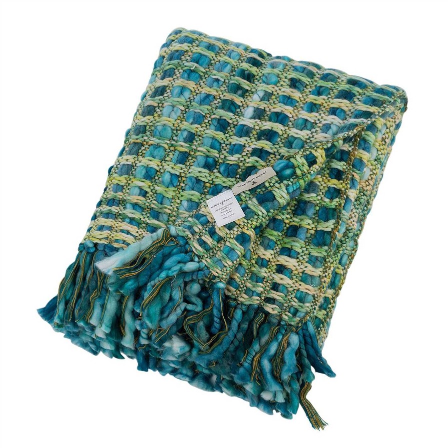 MacKenzie-Childs Throws & Blankets | Basket Weave Throw - Peacock