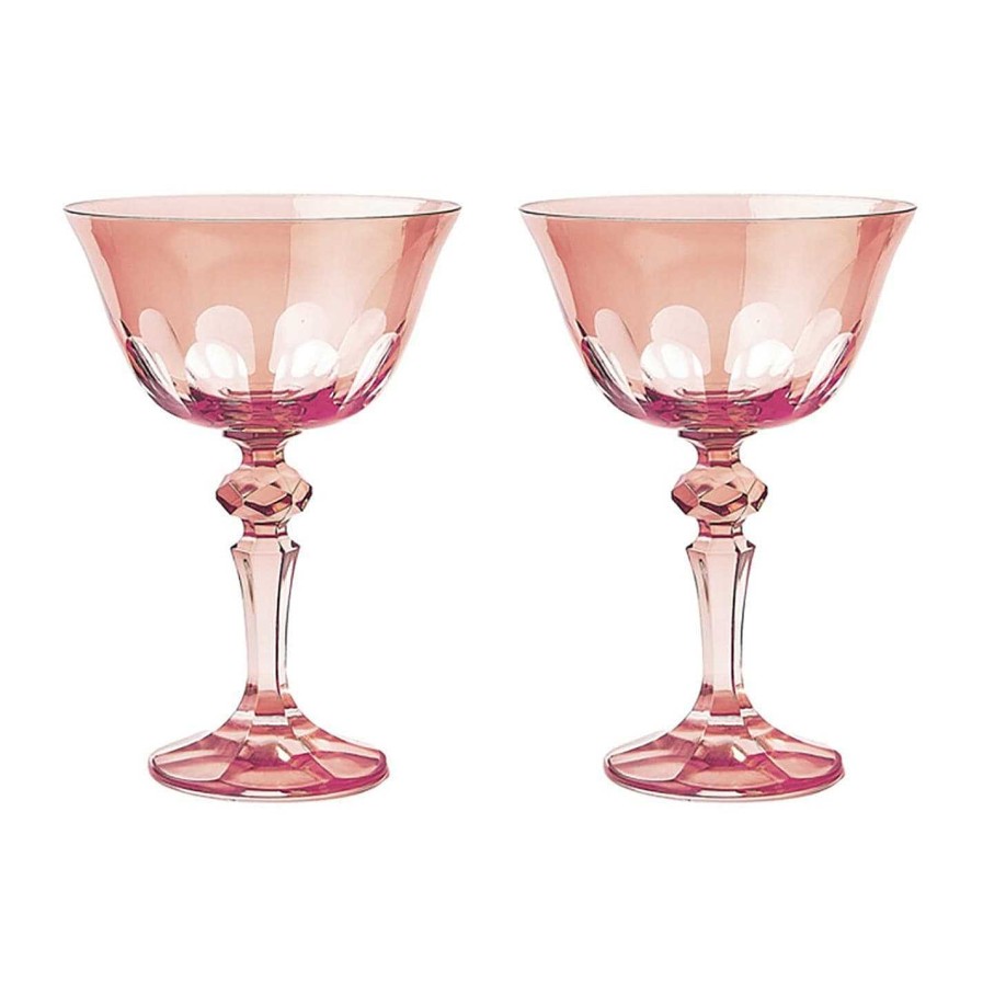 Sir Madam Champagne Flutes & Saucers | Rialto Coupe Glass - Set Of 2