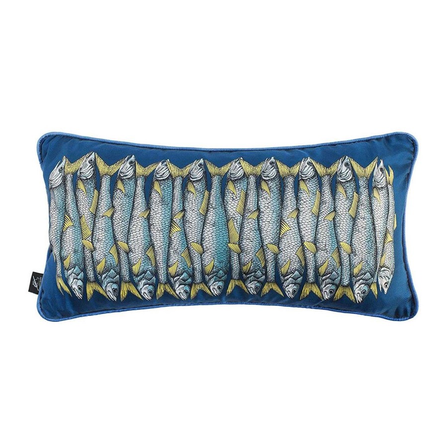 Fornasetti Cushions | Sardine Silk Reversible Cushion