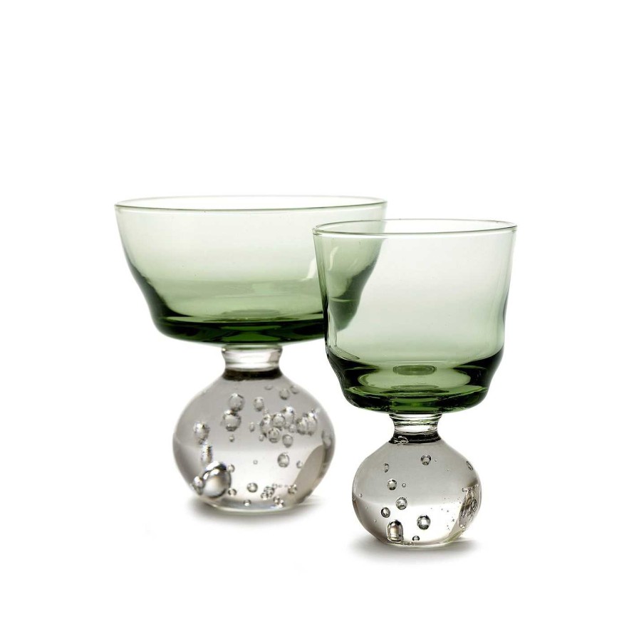 Serax Cocktail Glasses | Bela Silva Eternal Snow Stem Glass - Set Of 6 - Green - Small