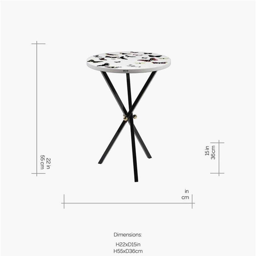 Fornasetti Side Tables | Farfalle Table - D36Cm