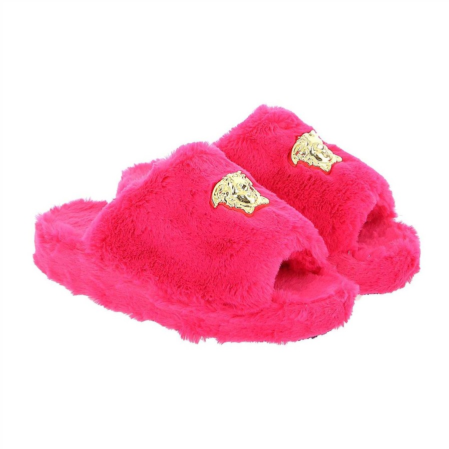 Versace Home Wellbeing Gifts | Logomania Slippers - Fuchsia