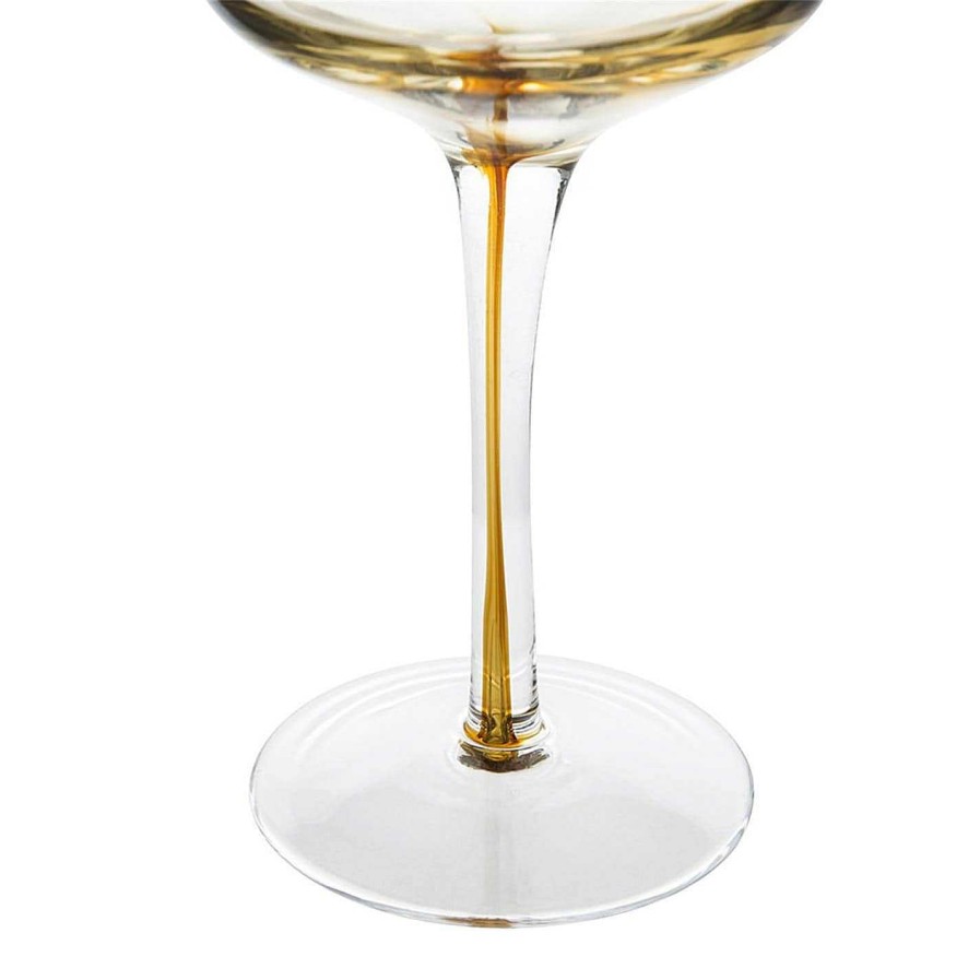 Broste Copenhagen Wine Glasses | Amber Mouth-Blown Wine Glass - Clear/Caramel