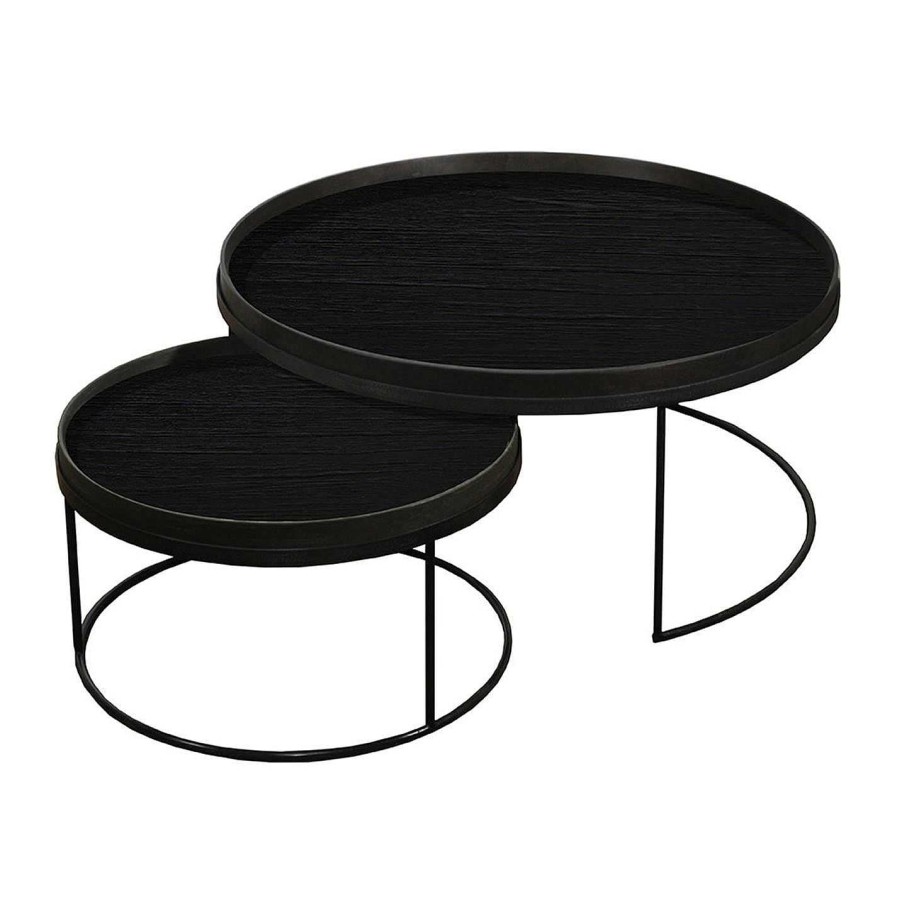 Ethnicraft Side Tables | Round Tray Table