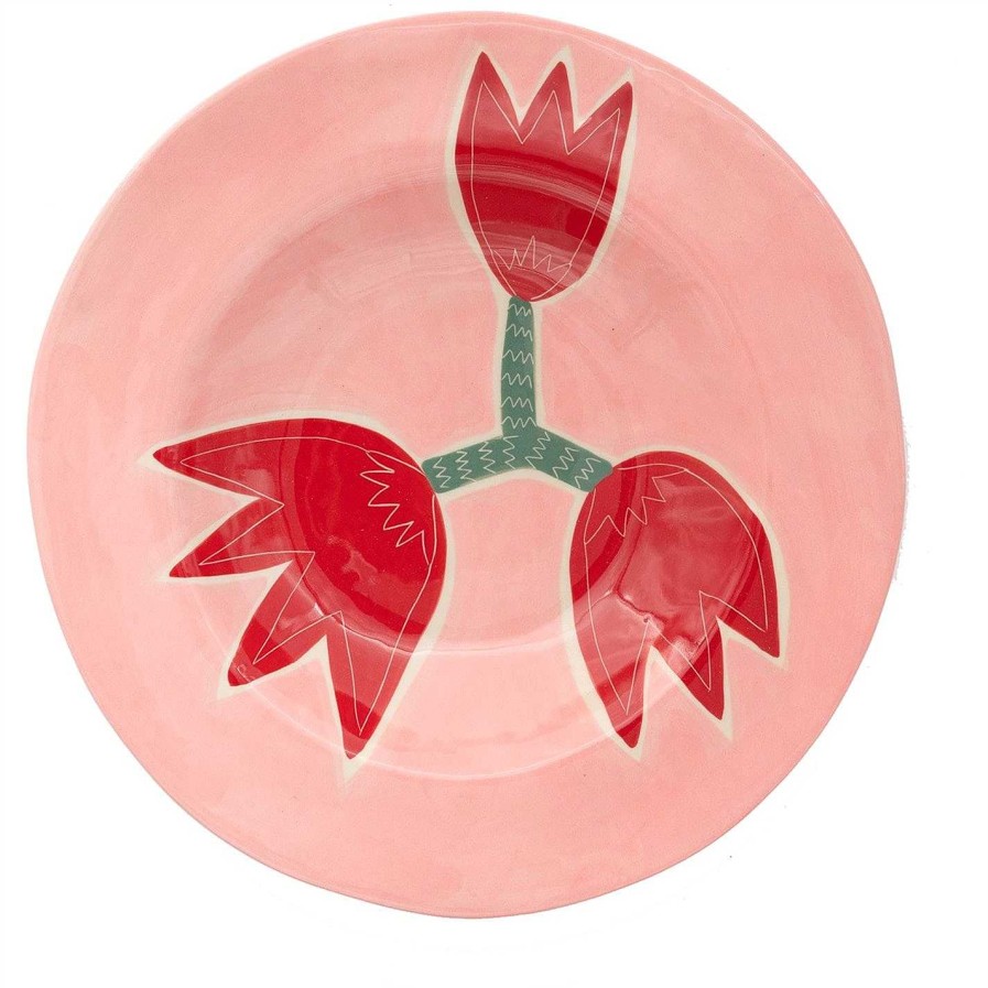 Laetitia Rouget Plates | Tulip Ceramic Dinner Plate - 26Cm - Pink/Red