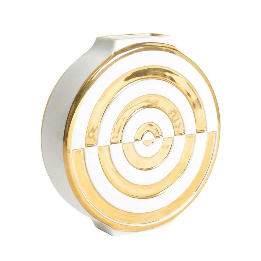 Jonathan Adler Vases | Futura Bullseye Vase - White And Gold