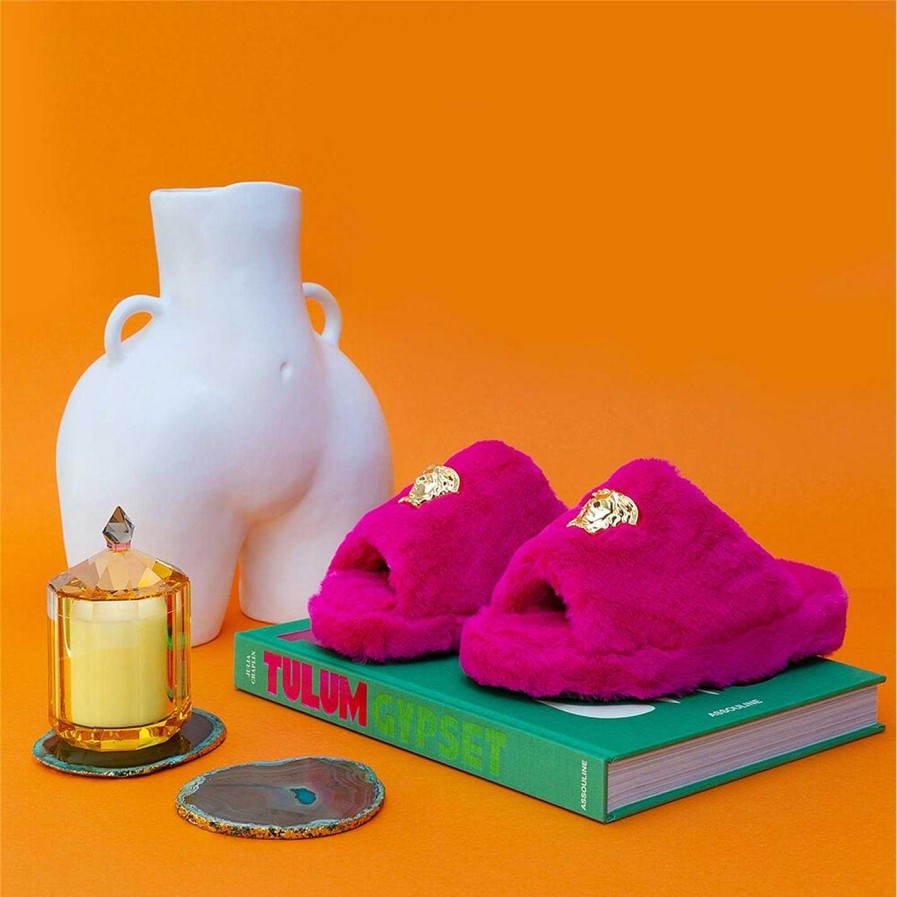 Versace Home Wellbeing Gifts | Logomania Slippers - Fuchsia