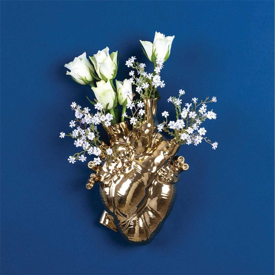 Seletti Vases | Marcantonio Love In Bloom Gold Edition Heart Vase