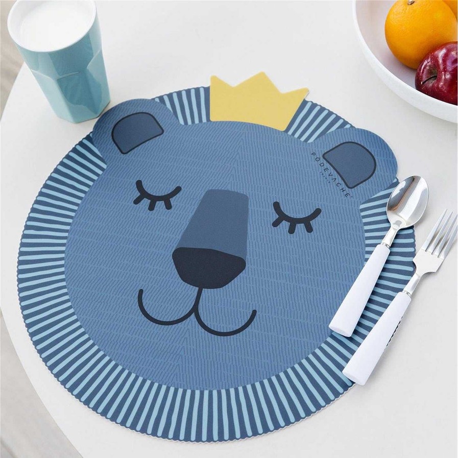 PODEVACHE Placemats | Blue Lion Face Vinyl Placemat