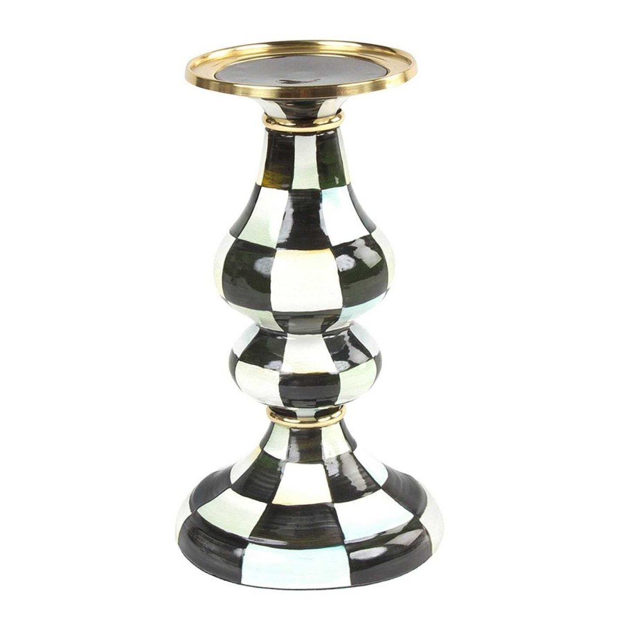 MacKenzie-Childs Candle Holders & Accessories | Courtly Check Enamel Pillar Candlestick