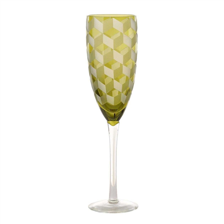 Pols Potten Champagne Flutes & Saucers | Blocks Multicolour Champagne Glasses - Set Of 6