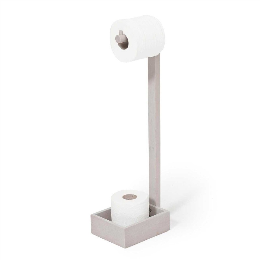 Wireworks Toilet Roll Holders | Free Standing Roll Holder - Oyster Oak