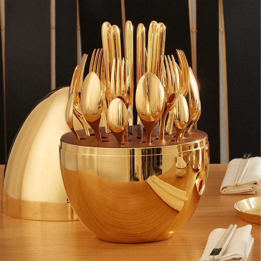 Christofle Cutlery Sets | Cutlery Egg - Set Of 24 - 24 Carat Gold