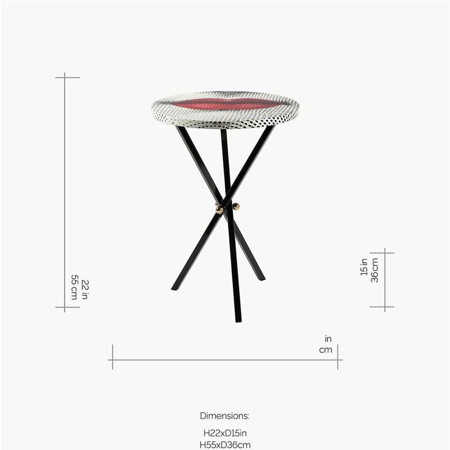 Fornasetti Side Tables | Bocca Table - 36Cm Dia