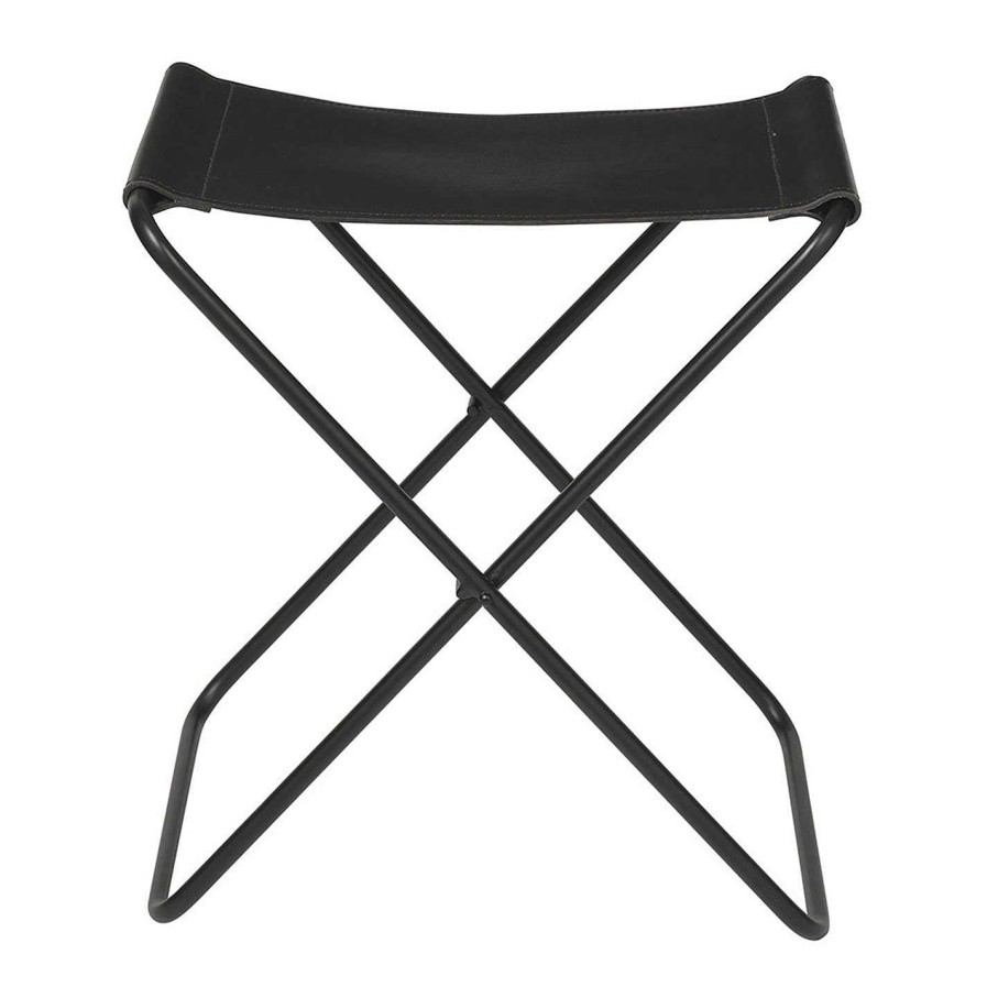 Broste Copenhagen Stools | Nola Stool - Leather/Iron - Black