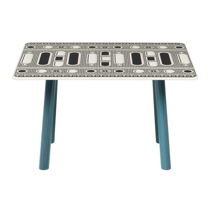 Fornasetti Coffee Tables | Facciata Quattrocentesca Table - Black/Ivory/Teal