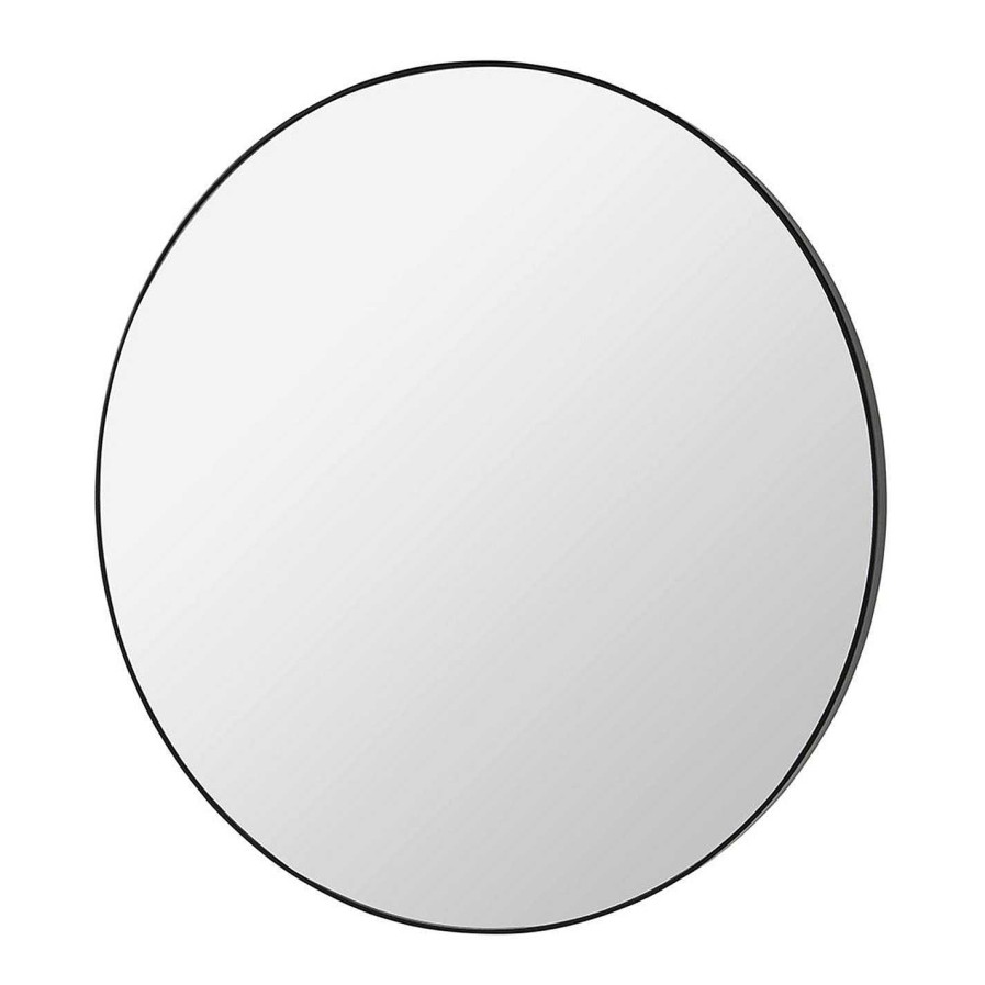 Broste Copenhagen Mirrors | Complete Round Mirror - Black Wood Frame - 80Cm