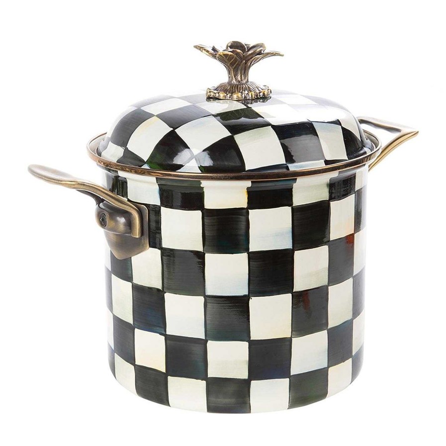 MacKenzie-Childs Pots & Pans | Courtly Check Enamel Stockpot