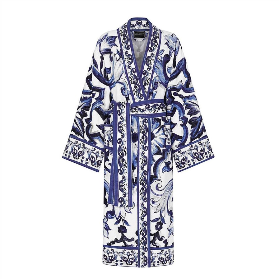 Dolce and Gabbana Casa Bathrobes & Dressing Gowns | Blu Mediterraneo Bathrobe - All Over Print