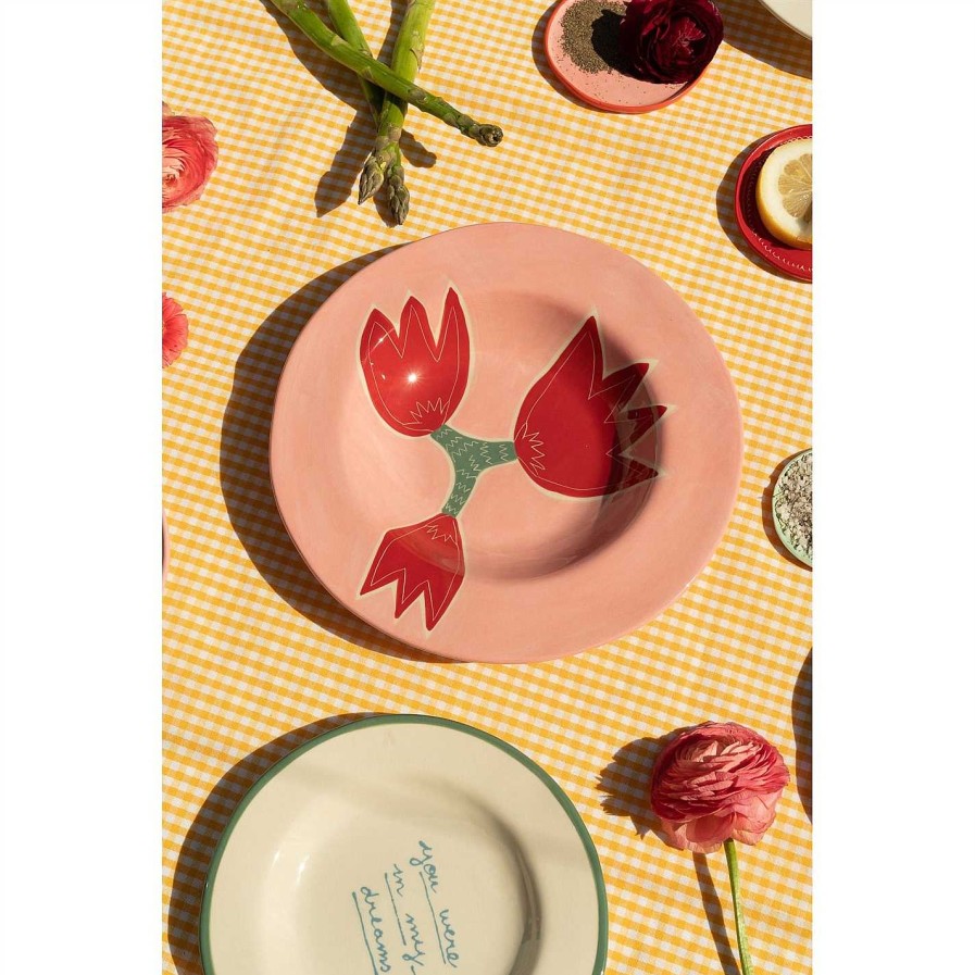 Laetitia Rouget Plates | Tulip Ceramic Dinner Plate - 26Cm - Pink/Red