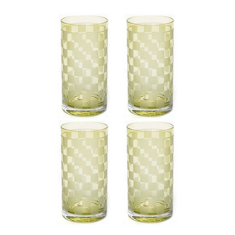 MacKenzie-Childs Tumblers & Highballs | Dashing Check Highball Glass - Set Of 4