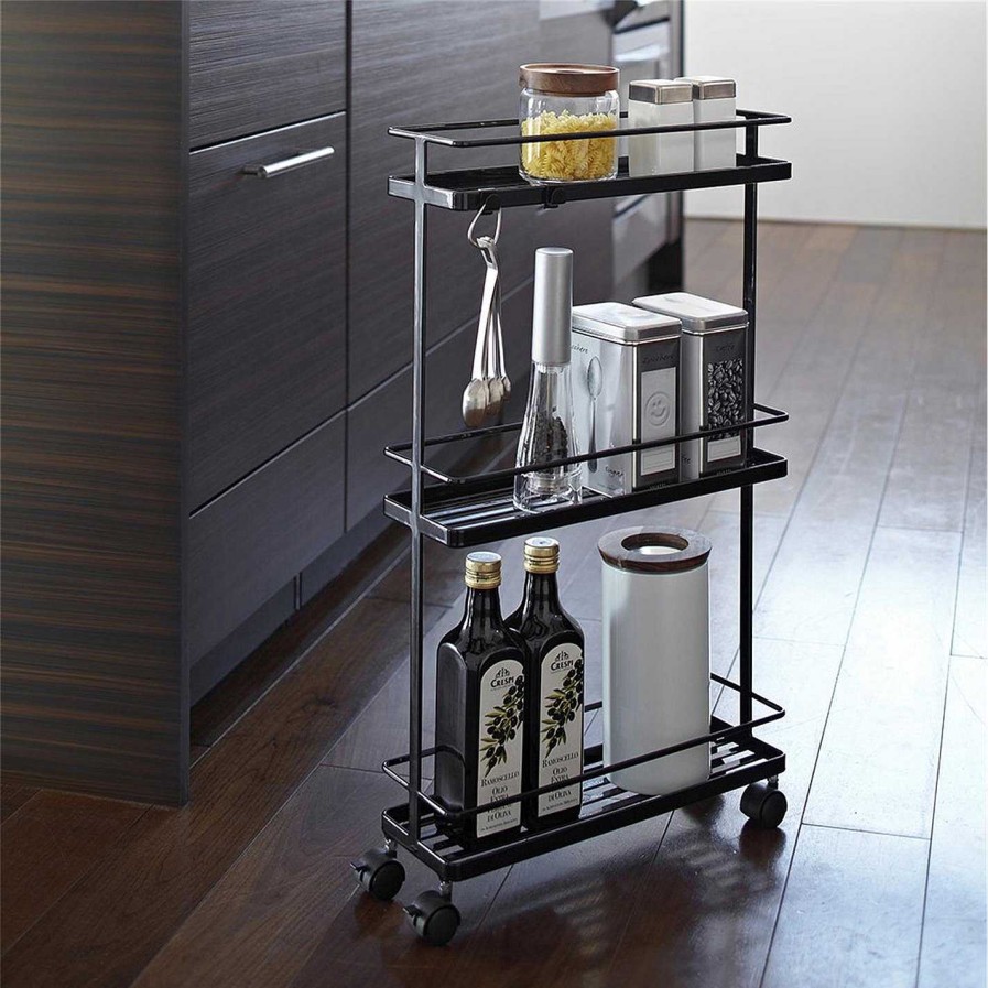 Yamazaki Bar Carts & Trolleys | Slim Three Tier Storage Trolley