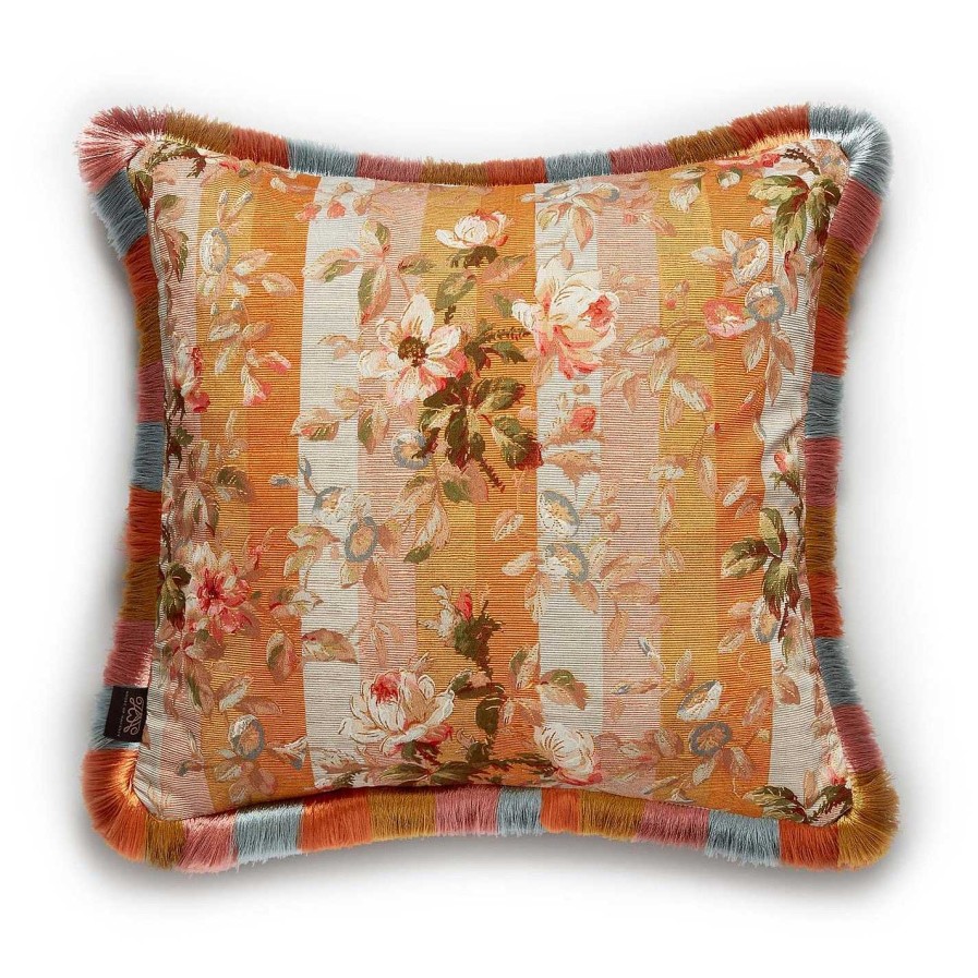 House of Hackney Cushions | Rainbow Rose Fringe Cushion - 45X45Cm