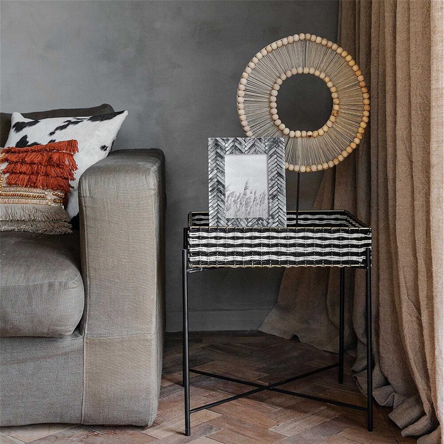 Global Explorer Side Tables | Black And White Woven Side Table