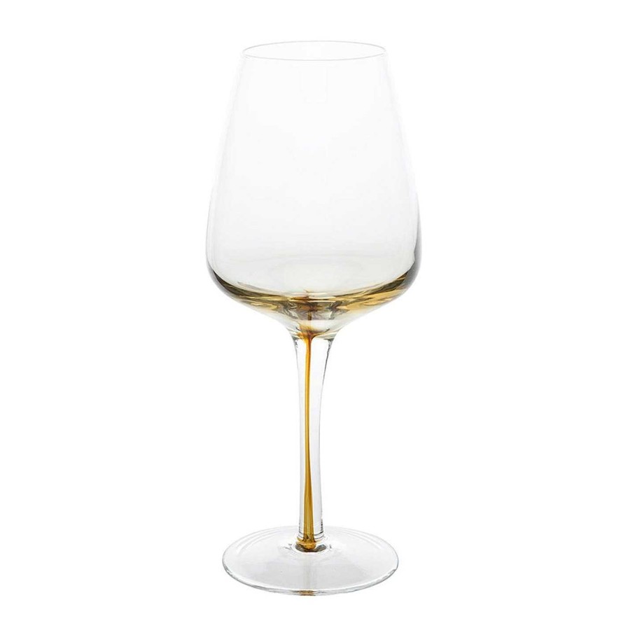 Broste Copenhagen Wine Glasses | Amber Mouth-Blown Wine Glass - Clear/Caramel