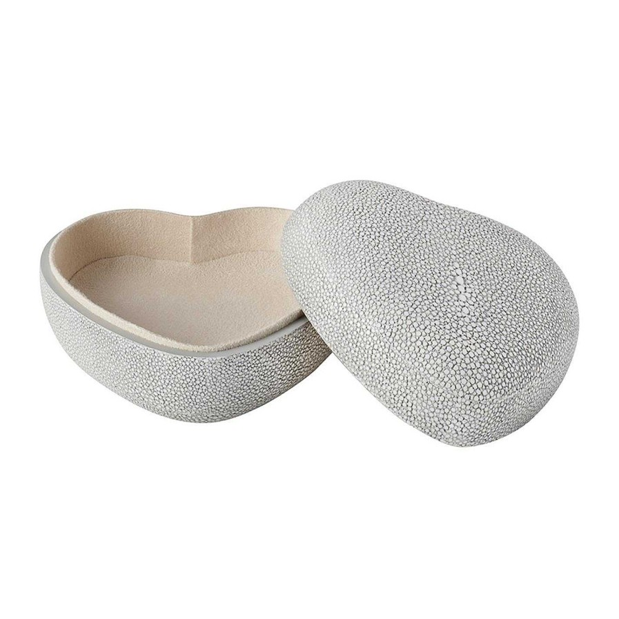 AERIN Trinket Boxes | Shagreen Heart Box - Dove