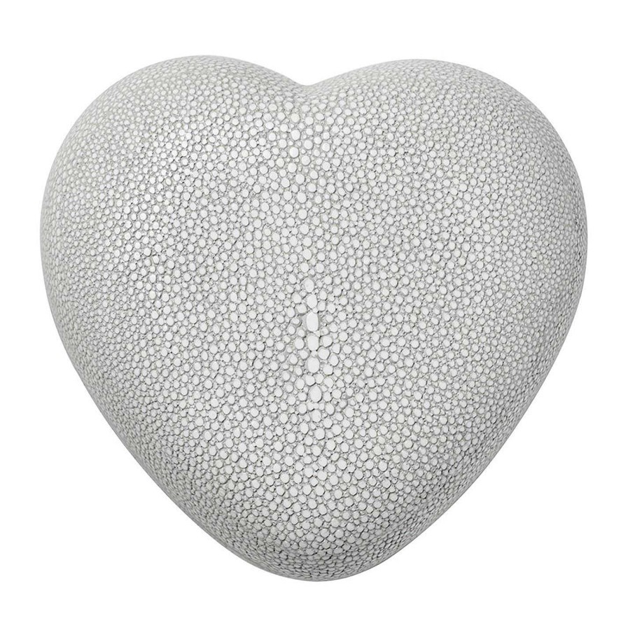 AERIN Trinket Boxes | Shagreen Heart Box - Dove