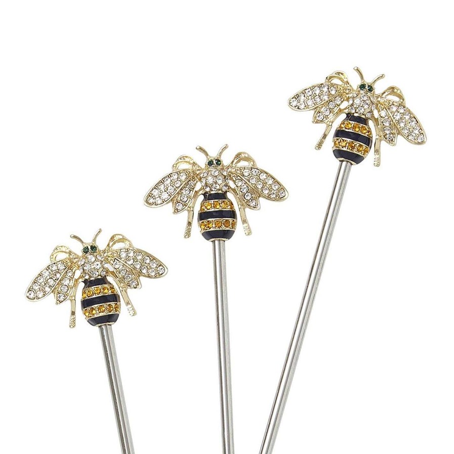 Joanna Buchanan Cocktail Glasses | Stripey Bee Swizzle Sticks - Set Of 6