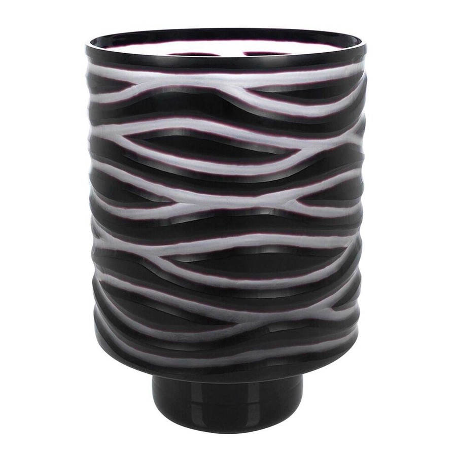 Global Explorer Vases | Zebra Effect Glass Footed Vase